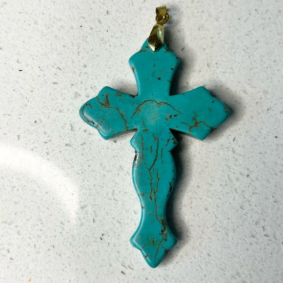 Vintage Turquoise cross charm - Picture 2 of 7
